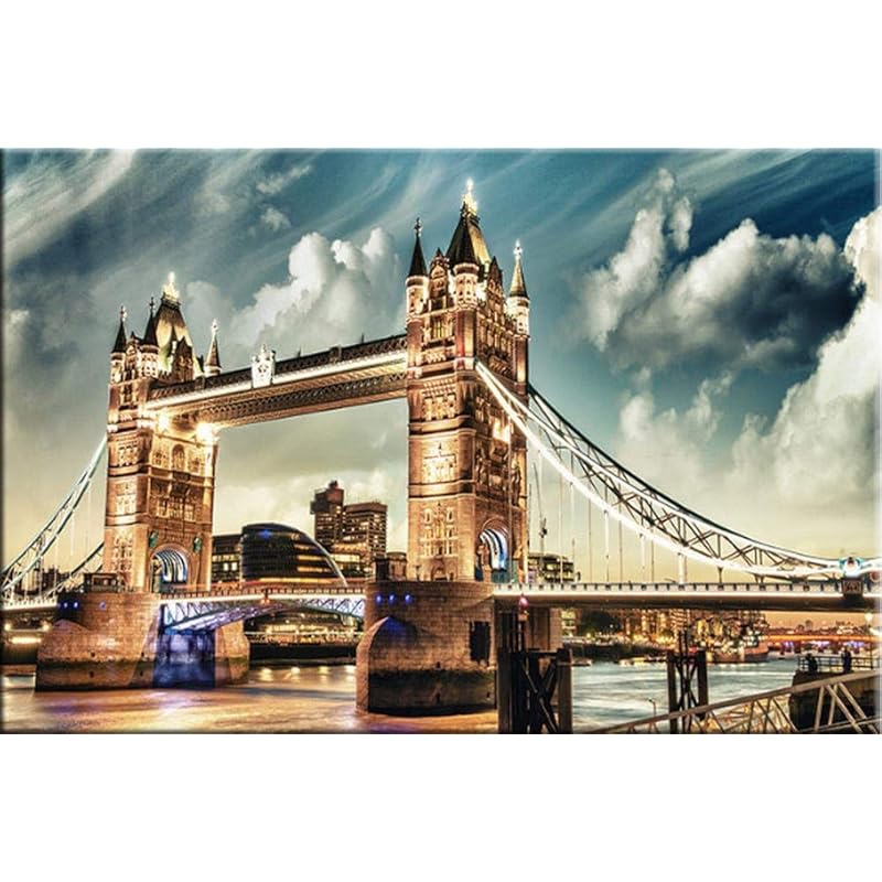 油彩画F6号 手書き肉筆画 ロンドンのタワーブリッジ 山下 清